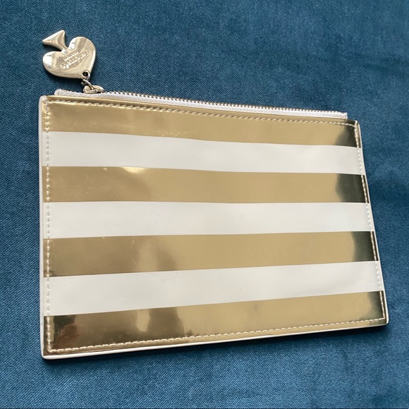 NEW Kate Spade Gold & Cream Zipper Pouch - Picture 4 of 5
